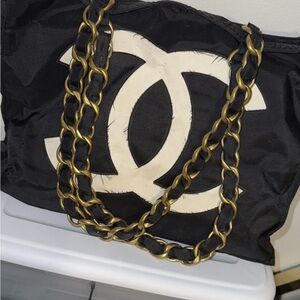 Chanel Black Shoulder Bag with Gold Chain